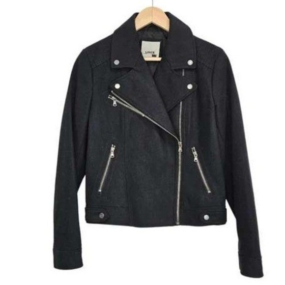 LEVIS Womens Wool Blend Navy Moto Punk Jacket Small Asymmetrical Zip Edgy - Picture 9 of 16